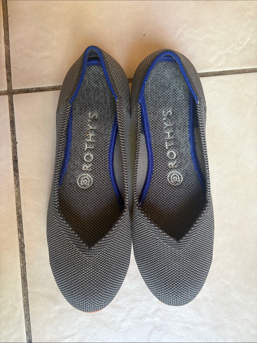 Rothys Birdseye Cloud Grey Round Toe Comfort Ballet Flats Womens Size 7